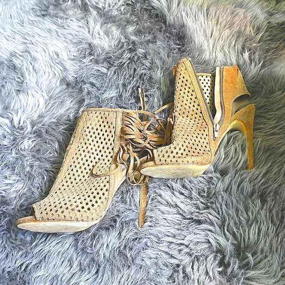 JustFab Tila Ankle Booties in Taupe - Picture 3 of 6